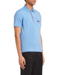 Polo imprimé bleu clair Prada