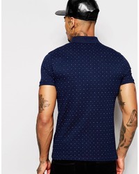 Polo imprimé bleu marine Asos