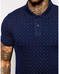 Polo imprimé bleu marine Asos