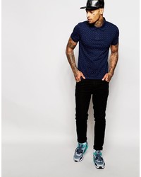 Polo imprimé bleu marine Asos