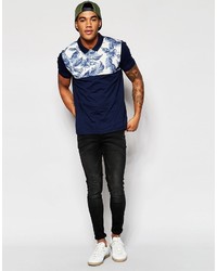 Polo imprimé bleu Asos