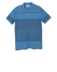 Polo imprimé bleu Mango