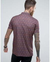 Polo imprimé bordeaux Asos