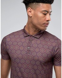 Polo imprimé bordeaux Asos