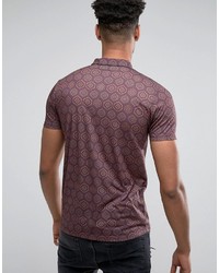 Polo imprimé bordeaux Asos