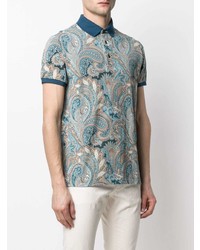 Polo imprimé cachemire bleu clair Etro