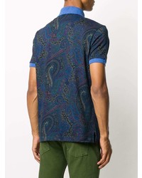 Polo imprimé cachemire bleu marine Etro