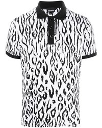 Polo imprimé léopard noir et blanc Just Cavalli
