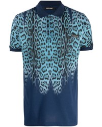 Polo imprimé léopard turquoise Roberto Cavalli