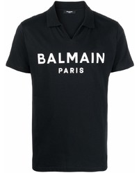 Polo imprimé noir et blanc Balmain