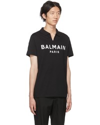 Polo imprimé noir et blanc Balmain