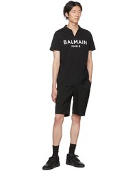 Polo imprimé noir et blanc Balmain