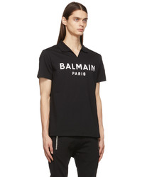 Polo imprimé noir et blanc Balmain