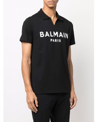 Polo imprimé noir et blanc Balmain