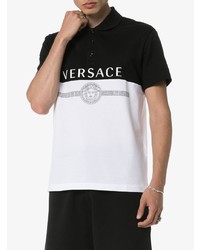 Polo imprimé noir et blanc Versace