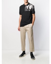 Polo imprimé noir et blanc Raf Simons X Fred Perry