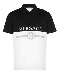 Polo imprimé noir et blanc Versace