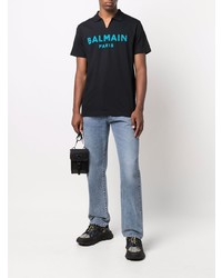 Polo imprimé noir Balmain