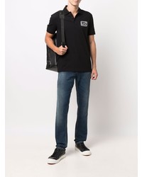 Polo imprimé noir Ea7 Emporio Armani