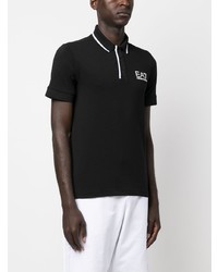 Polo imprimé noir Ea7 Emporio Armani