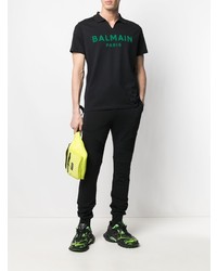 Polo imprimé noir Balmain