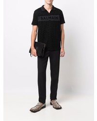 Polo imprimé noir Balmain