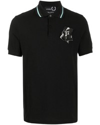 Polo imprimé noir Raf Simons X Fred Perry