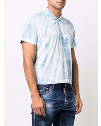 Polo imprimé tie-dye bleu clair DSQUARED2