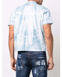 Polo imprimé tie-dye bleu clair DSQUARED2