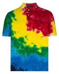 Polo imprimé tie-dye multicolore