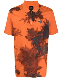Polo imprimé tie-dye orange Armani Exchange