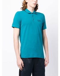 Polo imprimé turquoise Ea7 Emporio Armani