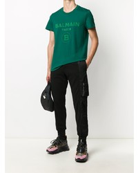 Polo imprimé vert foncé Balmain