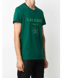 Polo imprimé vert foncé Balmain