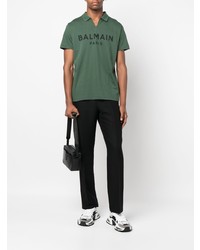 Polo imprimé vert foncé Balmain