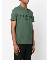 Polo imprimé vert foncé Balmain