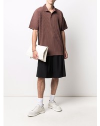 Polo marron Homme Plissé Issey Miyake