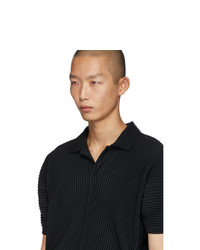 Polo noir Homme Plissé Issey Miyake