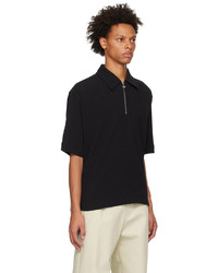 Polo noir Solid Homme