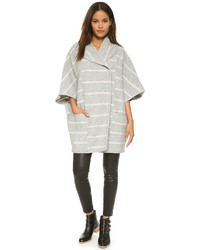Poncho à rayures horizontales gris Free People