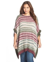Poncho à rayures horizontales multicolore