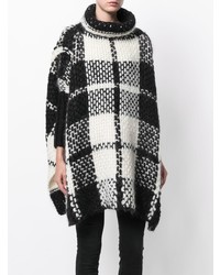 Poncho écossais blanc et noir Woolrich