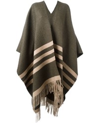 Poncho en laine à rayures horizontales olive Dsquared2