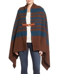 Poncho en laine à rayures horizontales