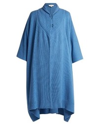 Poncho en laine bleu