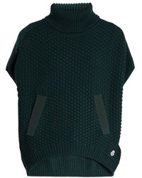 Poncho en laine vert foncé