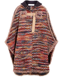 Poncho en tricot bordeaux