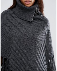 Poncho en tricot gris foncé Lipsy