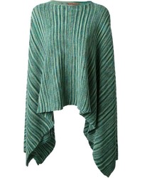 Poncho en tricot vert
