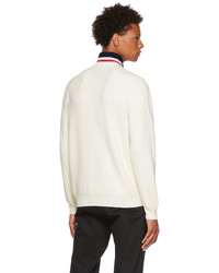 Pull à col à fermeture éclair blanc Moncler